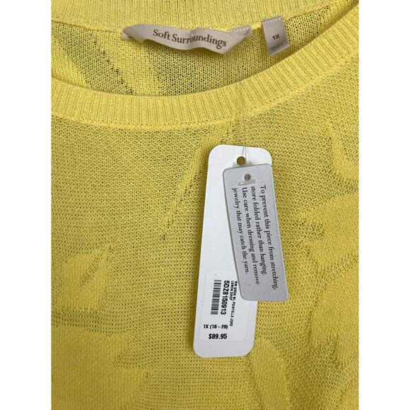 Soft Surroundings Floral Sweater Yellow Size 1X Open Knit Lightweight Soft NWT - Picture 9 of 10